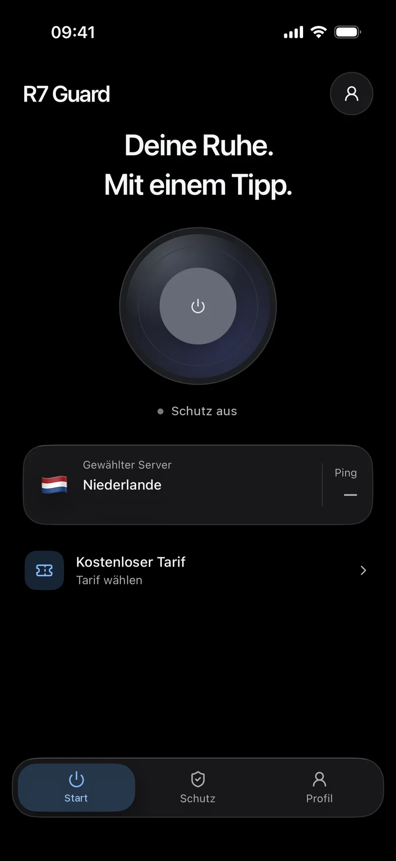 Schutz ist aus.